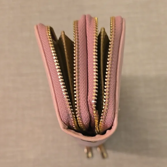 Michael Kors INSPIRED Pink Wallet with Gold Logo and Zipper Closure - Picture 5 of 7